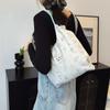 Bolsa de lona floral de nicho 2025, nova bolsa de ombro grande com capacidade para estudantes da Coreia do Sul, bolsa de compras portátil