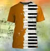 Verano Transfronterizo Más Fácil para Match Camiseta de Hombre Cuadros Holgada Casual Manga Corta Creativa Impresión Digital 3D Cuello Redondo Top
