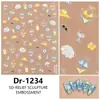 Redanco Embutido Popular Concha Luz Adesivo para Nail Art Praia Biquíni Decalque Estéreo para Unhas Dr1234