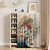Cortina Cubierta para Zapatero Retro de Pueblo Acuático Jiangnan Cortina para Gabinete con Riel Deslizante Cortina Decorativa para Ocultar Zapatero sin Puertas Cortina a Prueba de Polvo