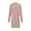 Vestido Camiseta Francés Sexy de Cuello Alto sin Mangas para Mujer Otoño Nuevo Estilo Elegante Adelgazante Bodycon Falda Corta