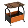 Mesa Auxiliar para Sofá con Vidrio Templado, Mesa de Centro para Sala de Estar, Estilo Minimalista Moderno, Mesita de Noche para Dormitorio con Ruedas, Mesa de Esquina Móvil