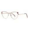 Gafas de pegamento dorado anti-luz azul 3123 Populares en Europa y América Doble color Espejo plano Montura de gafas color crema dulce para chica gatito en stock