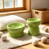 Popular Tazón Cerámico para Mascotas con Temática de Queso, Tazón Elevado para Gatos, Tazón para Comida de Perros y Gatos que Protege el Cuello, Tazón Estético para Alimentación de Mascotas