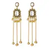 Pendientes de borla larga con campana de estilo étnico bestseller transfronterizos, Pendientes personalizados de moda bohemia, Pendientes colgantes de campana multicapa