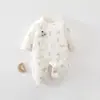 Macacão para recém-nascido para outono e inverno, macacão de bebê 100% algodão, acolchoado de 40g, roupa sem costura, macacão de bebê para primavera e outono