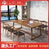 Escritorio nórdico simple de madera maciza, mesa de conferencia grande y larga, estilo industrial, escritorio para varias personas, mesa de negociación y silla