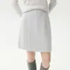Falda midi de punto de cachemira para mujer con textura de patrón de rombos, nuevo estilo otoño/invierno, de cintura alta, corte A, engrosada, cintura elástica