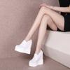 Zapatos Deportivos Casuales Negros para Mujer de Cuero Genuino de Primavera, con Cuña y Tacones Altos, que Aumentan la Altura 14cm