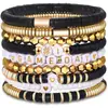 Amazon El más vendido Juego de Pulseras para Día de Partido Set de 9 Piezas para Mujer Elástico con Cuentas Pulsera de Arcilla Suave Set de Decoración Fábrica
