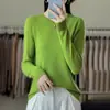 Nuevo Tejido de Punto de Una Sola Línea Sin Costuras Listo Para Usar para Mujer Cuello Redondo Suéter Holgado Top Básico Color Sólido Tejido Interior Simple