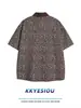 Camisa de Manga Corta Vintage con Parche Bordado de Leopardo, Marca Trendy de Fábrica, en Stock, para Hombres y Mujeres con un Diseño Único y Longitud de Manga Media