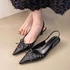 Zapatos de Tacón Alto Negros Sandalias de Punta Francesa Zapatos de Hada 2025 Nuevo Primavera y Verano Temperamento Celebridad Sandalias de Punta