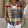 Sudadera con Botones de Cuello en V de Nuevo Estilo Transfronteriza de Manga Larga Otoño e Invierno Moda Impresa en 3D y Personalizada Chaqueta Suelta para Mujer