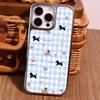 Suministro Exclusivo Transfronterizo de Funda para Teléfono de Perro Salchicha de Dibujos Animados a Cuadros Azules y Blancos para Apple 17Pro Funda de iPhone de Alta Calidad
