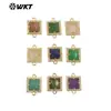 WT-P1993 Pingente Quadrado Colorido Exquisito Conector Pulseira Colar com Acabamento em Zircônia Acessórios DIY Feitos à Mão