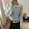 Suéter de tricô casual com camadas vazadas de manga longa para mulheres, novo estilo outono 2026, solto e modelador, adequado para usar tanto por dentro quanto por fora