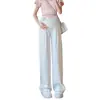 Pantalones de maternidad para verano, finos, casuales, de tiro bajo, soporte para el vientre, pierna ancha, holgados, corte recto, estilo traje, pantalones hasta la rodilla para verano