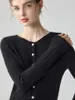 Cárdigan de cachemir acanalado de cuello en V, ligero y elegante, minimalista para mujer, 100% cachemir, de manga larga, tejido ajustado, prenda de abrigo de otoño