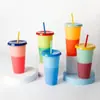 Taza que cambia de color con el frío, Nueva de fábrica, Sensible a la temperatura, de gran capacidad, de plástico PP con popote, Taza de agua para estudiantes de verano, Buena apariencia