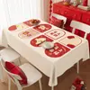 Mantel de comedor de ambiente rojo, sensación de lujo ligero y alta gama, mantel de Año Nuevo para el Año del Caballo 2026, lavable, impermeable y a prueba de aceite