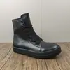 Cordones Gruesos en Stock, Tenis Oscuros de Caña Alta, Versátiles para Hombres y Mujeres, Piel Genuina, Zapatos que Aumentan la Altura con Suela Gruesa, Nuevo Estilo High Street