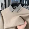 Nuevo Suéter para Hombre Otoño/Invierno 2026, Color Sólido, Falso Dos Piezas, Cuello Camisero, Camisa Base de Punto Casual de Negocios, Ropa para Hombre