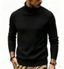 Suéter masculino, novo estilo outono/inverno, gola alta europeu e americano, cores sólidas e designs listrados, tricô slim fit, suéter quente, segunda pele para homens