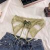 Quando o Sino Toca, o Desejo Puro Aparece ~ Renda Francesa Lingerie, Luxo Acessível Sexy Recortada de Cintura Baixa Tanga Aberta para Mulheres