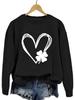 Amazon estação europeia e americana novo amor trevo estampado elegante suéter feminino primavera e outono versátil camiseta de manga comprida