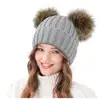 Chapéu de Lã Tricotado Quente Novo Outono e Inverno Amazon Transfronteiriço Camada Dupla de Fleece Orelhas Duplas À Prova de Frio