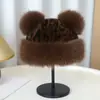 Nuevo Sombrero de Pescador de Felpa Gruesa y Cálida con Estampado de Leopardo para Otoño e Invierno, Lindo Sombrero Mongol de Leopardo con Orejas para Proteger del Frío, Versátil