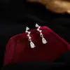 Brincos de Gota Franceses Banhados a Ouro 18K Prata de Lei 925 Exquisitos Super Brilhantes Acessíveis Luxo Zircônia Delicada Brincos Versáteis para Mulheres