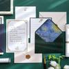 Sobre con membrete de pintura al óleo de Van Gogh, traje vintage, de alto valor, hermoso, romántico, membrete de amor, carta de invitación