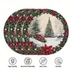 Amazon Temu Jogos Americanos Redondos de Linho Estampados com Bordas Onduladas Podem Ser Personalizados Jogos Americanos de Natal