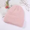 Nuevo Bebé Lana Tejida con logo Etiqueta de Tela Placa Ligera Color Sólido Versátil Gorro Melón Dobladillo Cálido Gorro de Invierno