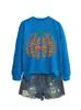 Amazon eBay sitio independiente moda casual elegante mujer libro calabaza cuello redondo manga larga sudadera para exportación