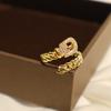 Anillo de Hebilla de Cinturón Nuevo Hueco Estilo Coreano para Mujer, Anillo Abierto de Moda Retro con Incrustaciones de Circonita Brillante para Dedo Índice