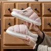 Pantuflas de algodón impermeables y gruesas para mujer, nuevo estilo otoño e invierno, para interior del hogar, forradas de felpa, antideslizantes, cálidas, suela suave, pantuflas de pareja para hombre