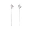 Selección de Arte Cadena Larga Delgada para Oreja Libro Rojo Pequeño Empuje Caliente Moda Aretes de Estrella de Cuatro Puntas en Forma de Cruz Línea para Oreja con Borla de Doble Estrella