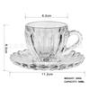 Taza de Vidrio de Lujo Destacada Copa de Vino Taza de Té Transparente Patrón Brillante con Asa y Plato Taza