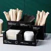 Conjunto de cinco peças de caixa de armazenamento de aço inoxidável para chá Xi, caixa de talheres, caixa de canudos, caixa de colheres para sorvete de loja de milk tea, caixa de lenços, caixa de tampa de copo