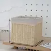 Caixa de Armazenamento Estilo Japonês, Cesta de Armazenamento para Sala de Estar e Quarto, Cesta de Armazenamento de Palha e Rattan Sintéticos, Cesta de Armazenamento para Armário de Casa