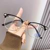Nuevas gafas planas retro con diseño de cejas y antiluz azul, montura de gafas de negocios, montura de gafas de moda de medio marco, montura de gafas para hombres, se pueden equipar