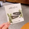 Pasador de Pelo Estilo Coreano Azul Plata Cuero Niños Versátil Lazo Hecho a Mano Clip de Pato Pinza para Flequillo Rizo Roto Pinza Lateral