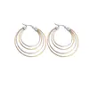 Pendientes de Aro de Tres Capas de Venta Caliente Transfronteriza Europeos y Americanos Versátiles de Moda Tres Colores Personalidad Simple de Moda Pendientes de Acero de Titanio Venta al por Mayor