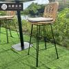 Mesas y Sillas para Balcón de Patio Exterior Muebles de Terraza de Villa Silla de Bar para Música y Comedor Sillas de Bar Combinación de Silla de Ratán para Exterior