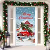 2026 Nova Cortina de Porta Banner de Natal Decoração de Fundo para Fotos ao Ar Livre com Papai Noel e Filhote