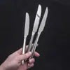 Juego de Cubiertos de Acero Inoxidable Transfronterizo para Hoteles, Cuchillos y Tenedores para Bistec, Cucharas Soperas, Cucharas de Postre para Restaurantes, Tenedores para Pasteles, Juego de Cubiertos con Mango Puntiagudo