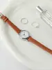 Moda Reloj de Cuarzo para Mujer con Esfera Pequeña Correa de Cuero Simple Relojes Analógicos para Damas Reloj Reloj Mujer
